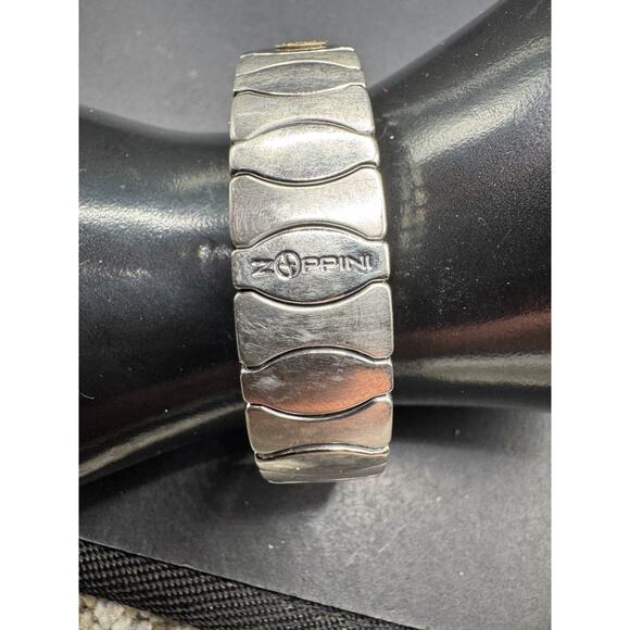 Zoppini Italy Stainless Steel 750 18k Gold Pearl Accents Stretch Bracelet - Picture 7 of 10